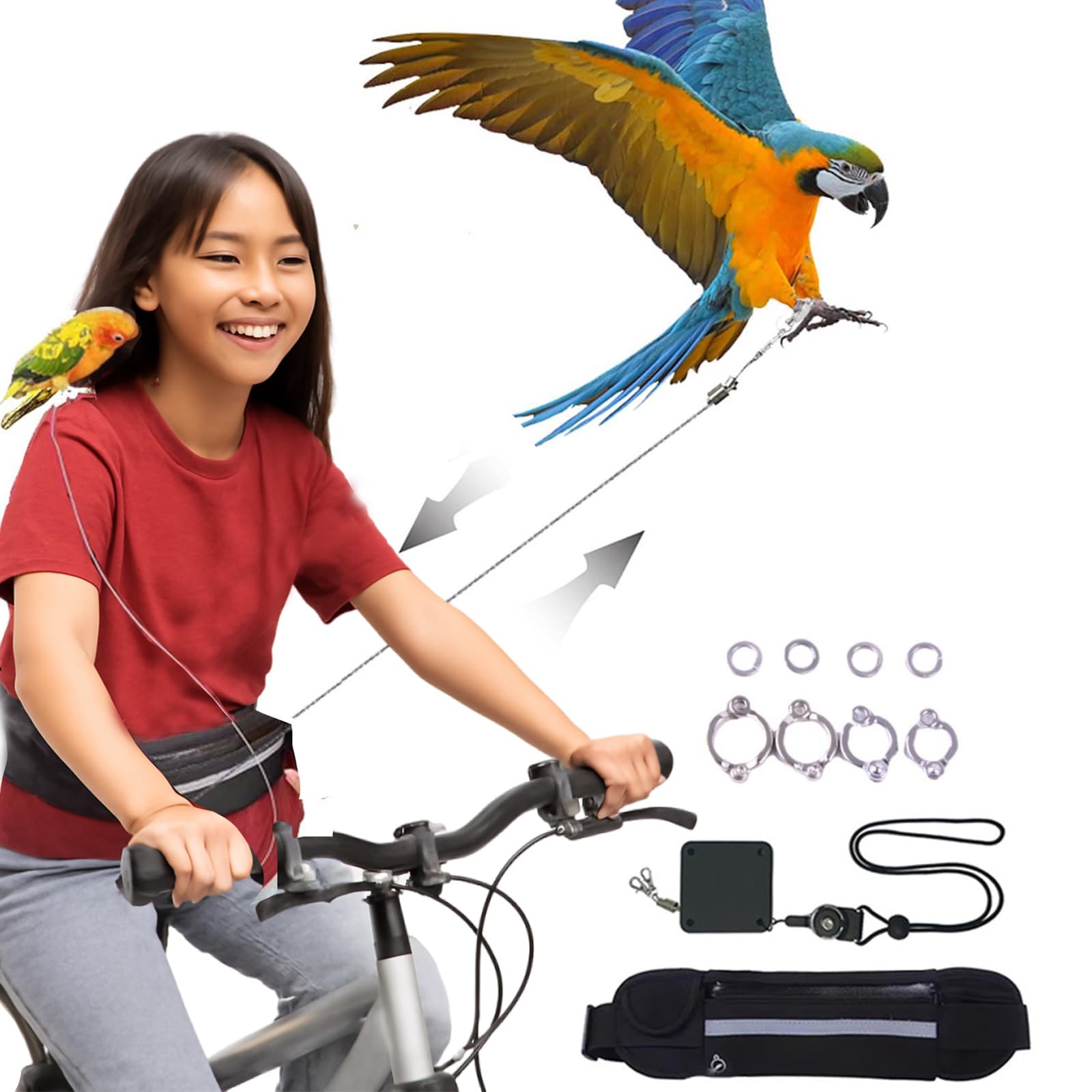 Correa para pájaros medianos arnés de nylon ajustable color azul para ninfas y cotorras