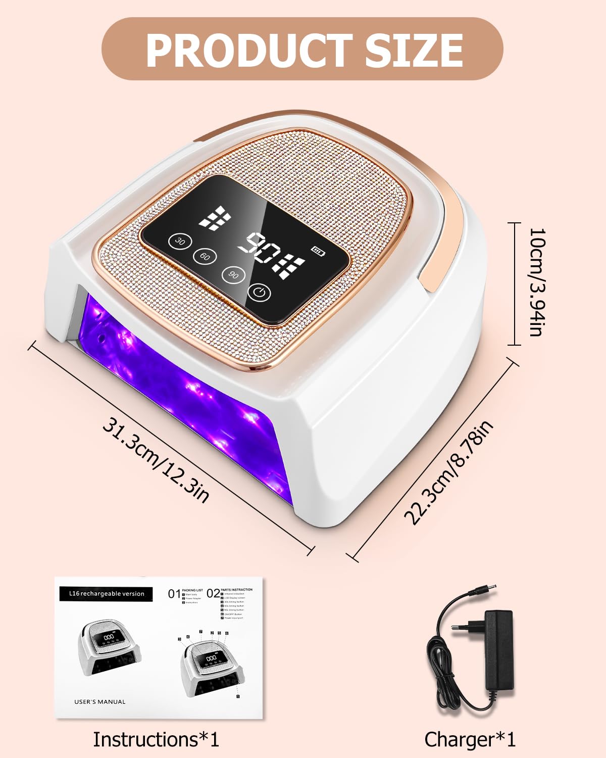 Lampara UV Led Uñas,Secador de Uñas,Lampara Uñas Gel,lampara uñas semipermanentes con 4 Temporizador,Con Pantalla LCD y Sensor Automático,Para Manicura Pedicure Nail Art en el Hogar