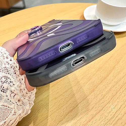 Miniatura 6 de ZIYE Funda magnética para iPhone 14 Pro Max, diseño de patrón de ondas compatible con MagSafe a prueba de golpes, suave poliuretano termoplástico,
