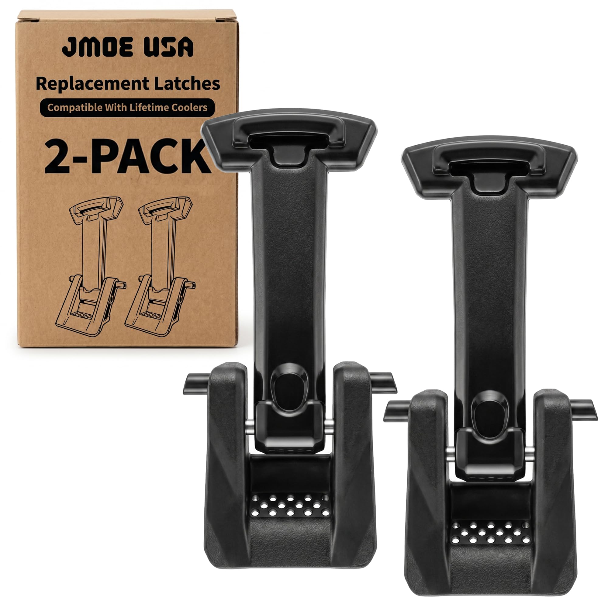 Jmoe USA Replacement Cooler Latches Compatible with Lifetime Coolers, Improved Rubber and Polymer Material | Lid Latch Set for Hard-Sided Cooler (2-Pack)