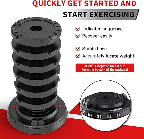 Miniatura 3 de Pesa rusa ajustable, juego de pesas rusas de ajuste rápido 7 en 1 para entrenamiento de fuerza, pesas ajustables de 5 a 44 libras para gimnasio en