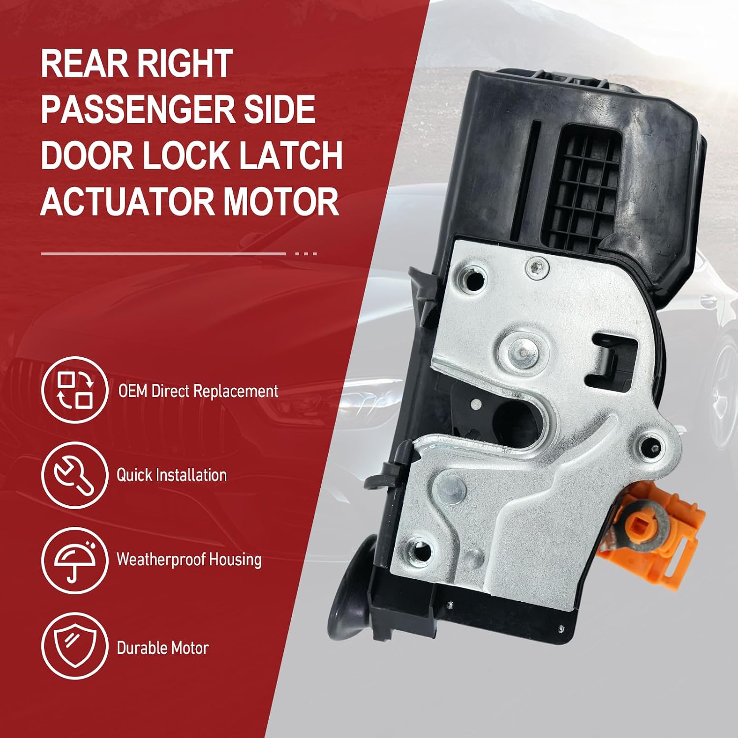 Rear Right Passenger Side Door Lock Latch Actuator Motor for 2007-2009 Chevy Silverado, Suburban, Tahoe, Avalanche, GMC Sierra, Yukon XL 1500, 2500, Cadillac Escalade ESV, EXT -OE# 15785127
