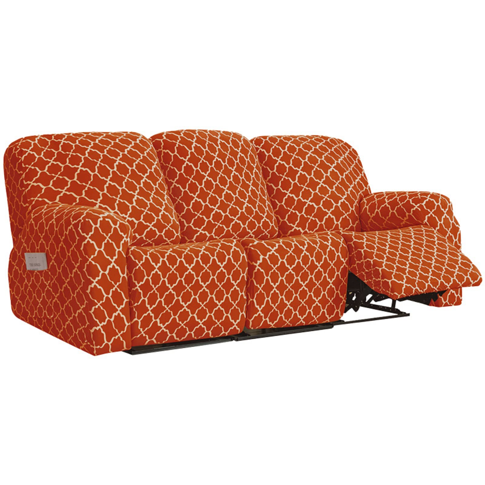Funda elástica de sofá reclinable naranja de 3 plazas derecha con jacquard protector total 1