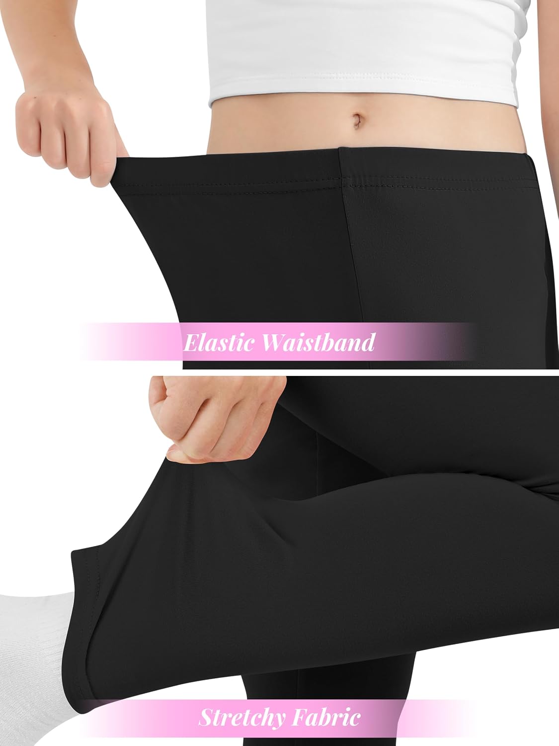 Resinta 4 Pack Girls Leggings Tights Soft Comfortable Pants for Kids Stretchy Ankle Length Athletic Yoga 6-16 Years