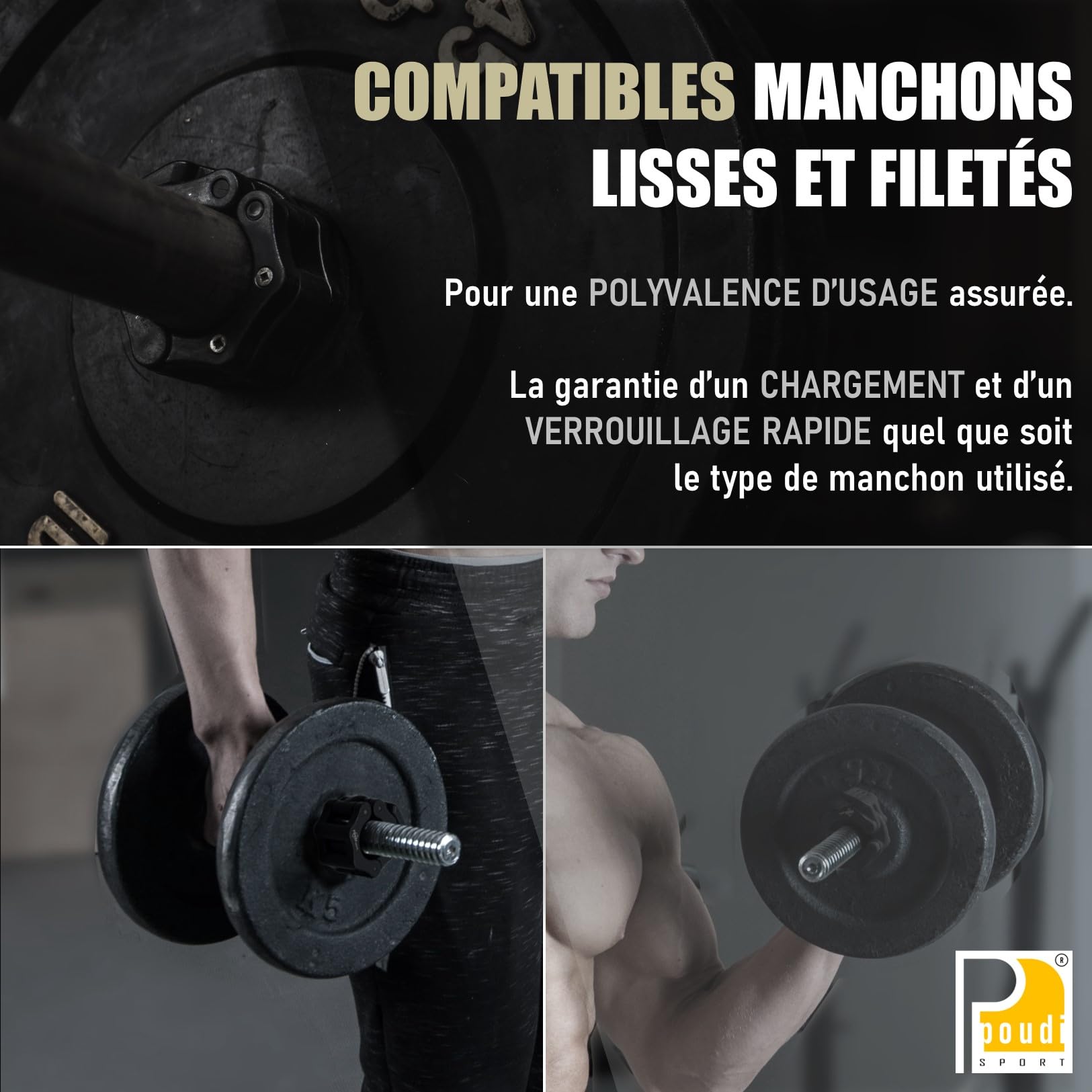 1 barre curl EZ 120cm + 1 barre droite de musculation 120cm + 4 colliers de serrage | Ø 28mm ou 30mm | Acier chromé | 4 anneaux de soutien amovibles