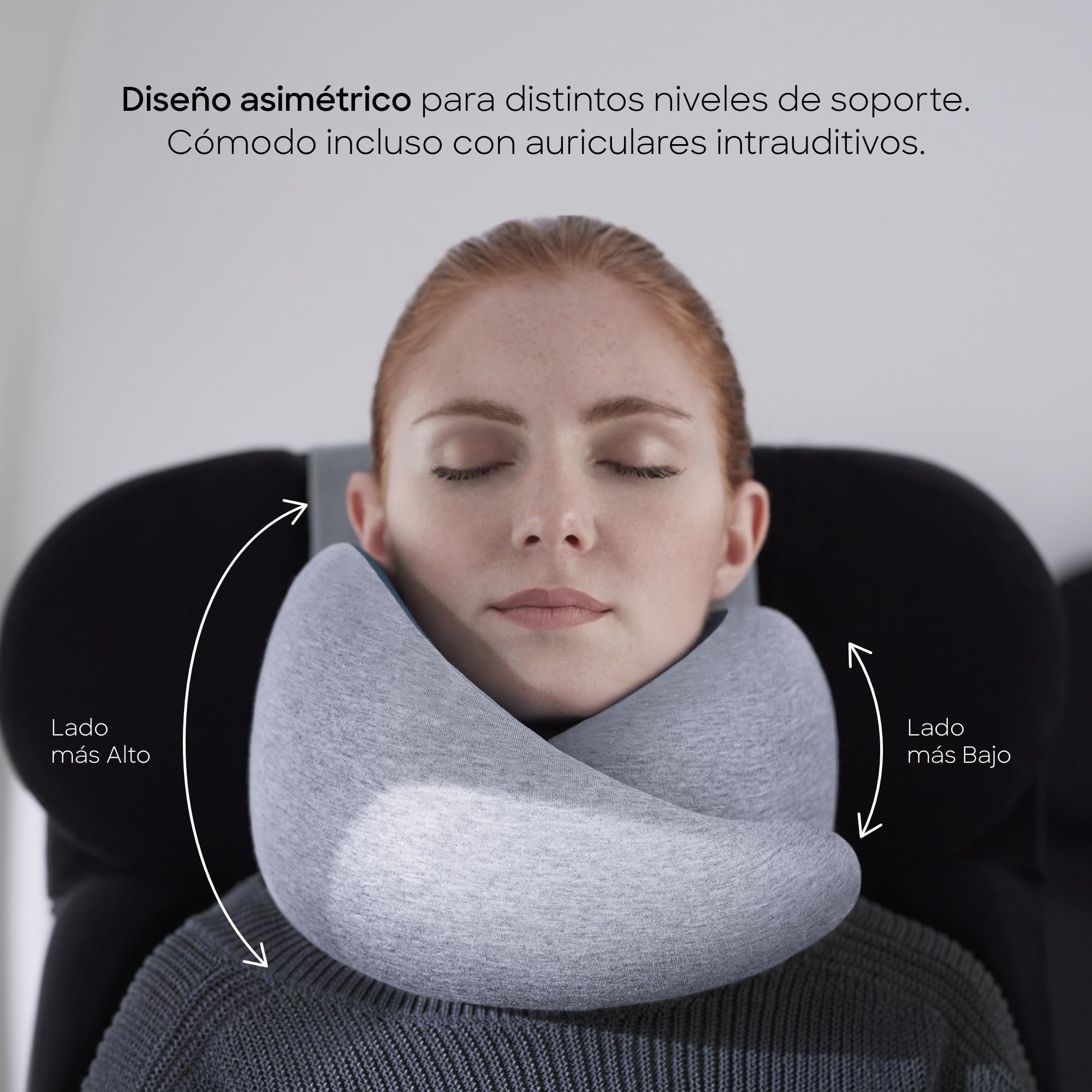 Ostrichpillow Go Neck Pillow Almohada de Viaje Espuma Memoria Diseño Ergonómico 360º Lados Asimétricos Funda Lavable Modal