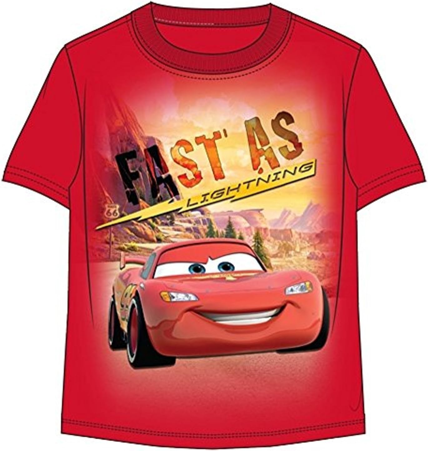 Disney Toddler Boys T-Shirt Fast as Lightning Cars Red (2T)