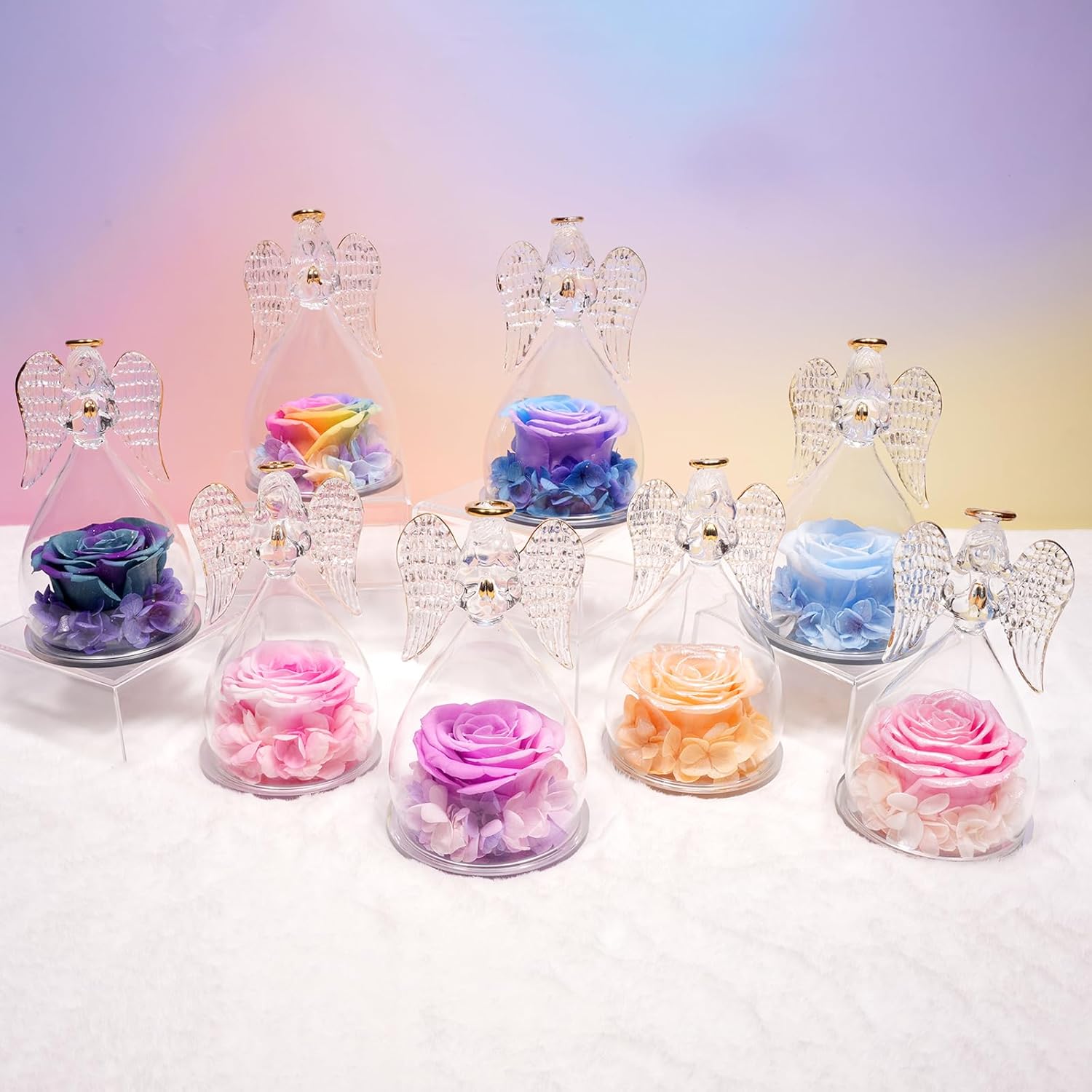 Miofula Valentines Day Preserved Flower Rose Gifts for Her Women,Angel Figurines Forever Real Rose Birthday Gifts for Mom Grandma Wife,Flowers for Delivery Anniversary Mothers Day Rose Gifts for Women - Image 8