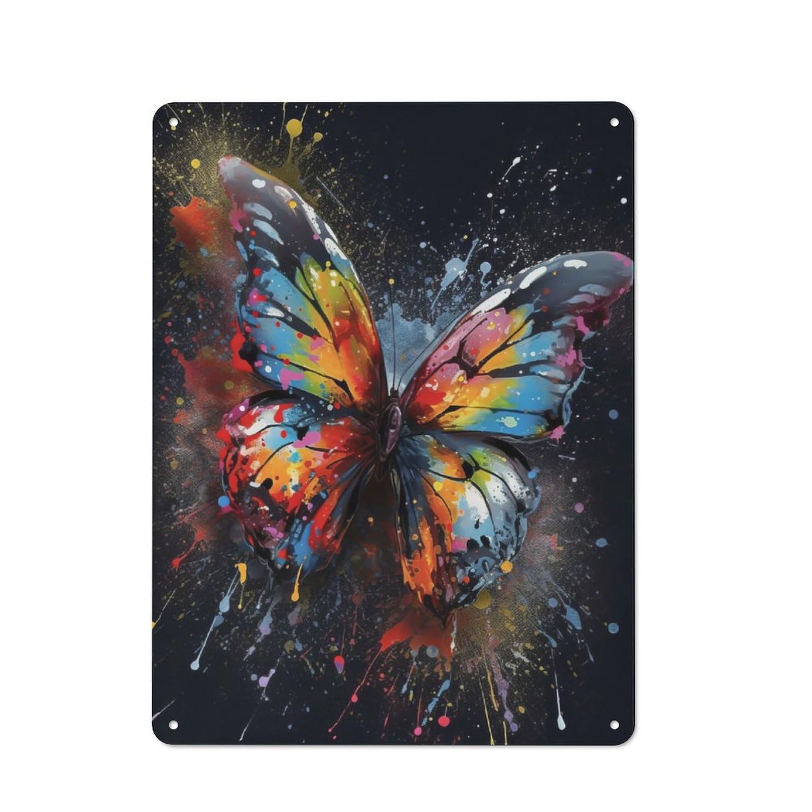 Junmoney Butterfly Painting For Garden Room Or Summerhouse, Retro Metal Sign 40X30cm, For Metal Sign Collectors, For Vintage Wall Decor Fans