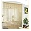 Devola Tenda da cucina con ricamo, trasparente, stile rustico, Cáfe, tenda per finestra per soggiorno, 65 x 90 cm, motivo caffè
