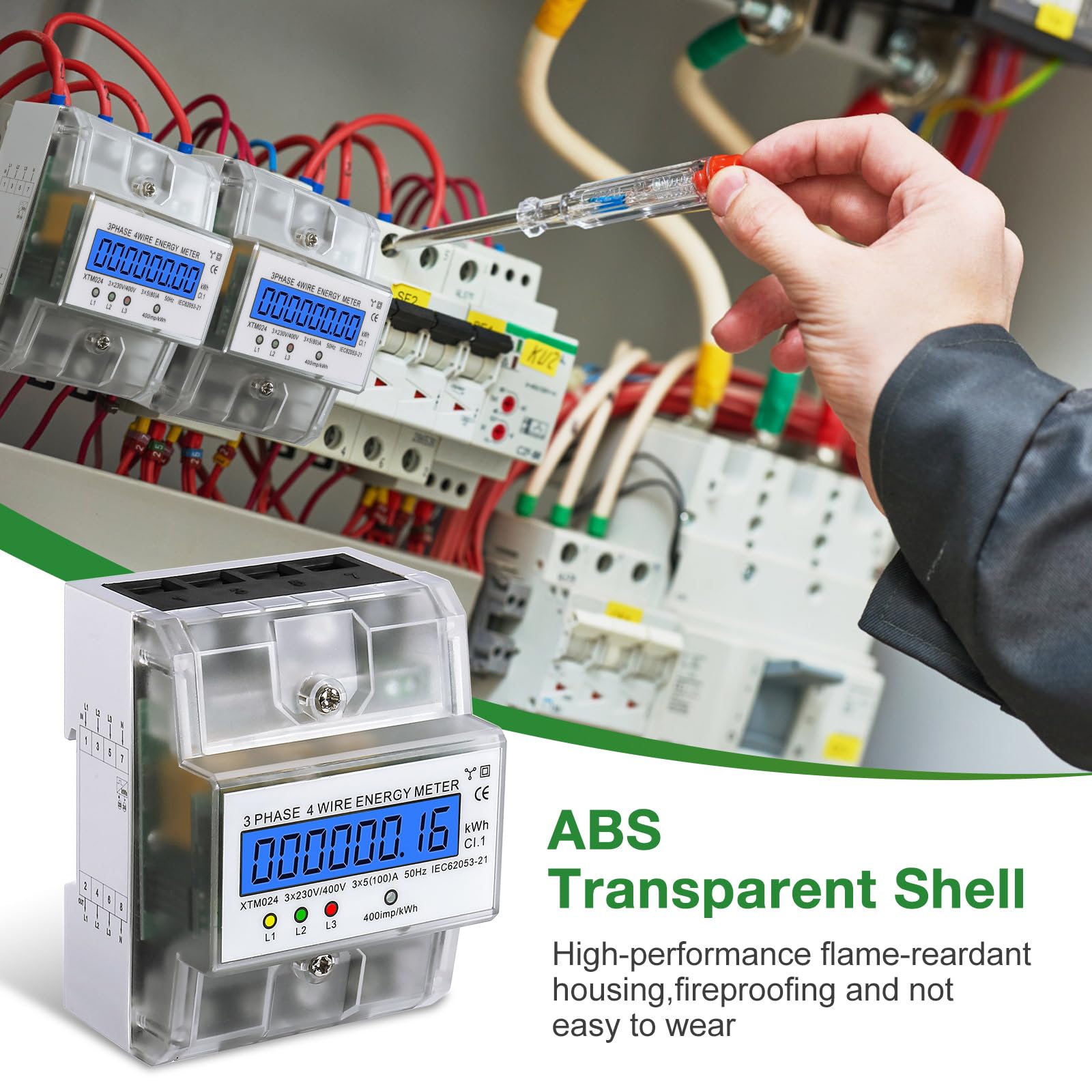 GEEICHT CAMBIO METRO Contatore Di Corrente Trifase Contatore Intermedio DIN 3 Fasi 4-D EUR 27,58 - Foto 3