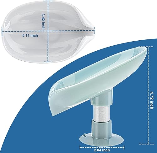 Miniatura 5 de Paquete de 2 soportes para jabón en forma de hoja, soporte para jabonera autodrenante, no perforado, fácil de limpiar, con ventosa jabonera adecuado