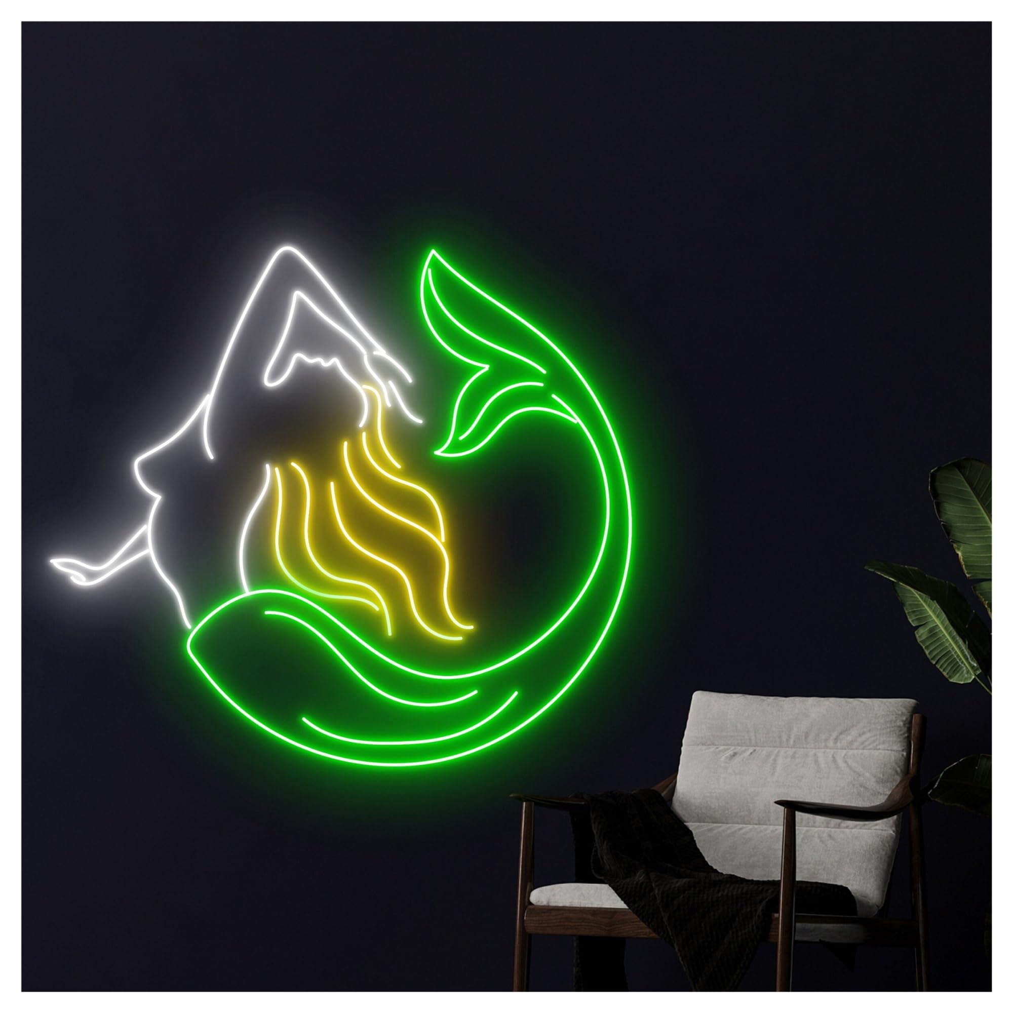 Decoración Lámparas Letrero De Neón Sirena Para Habitación Bebé, Decoración Pared Playa Oceánica, Escaparate, Entrada Comercial, 55cm
