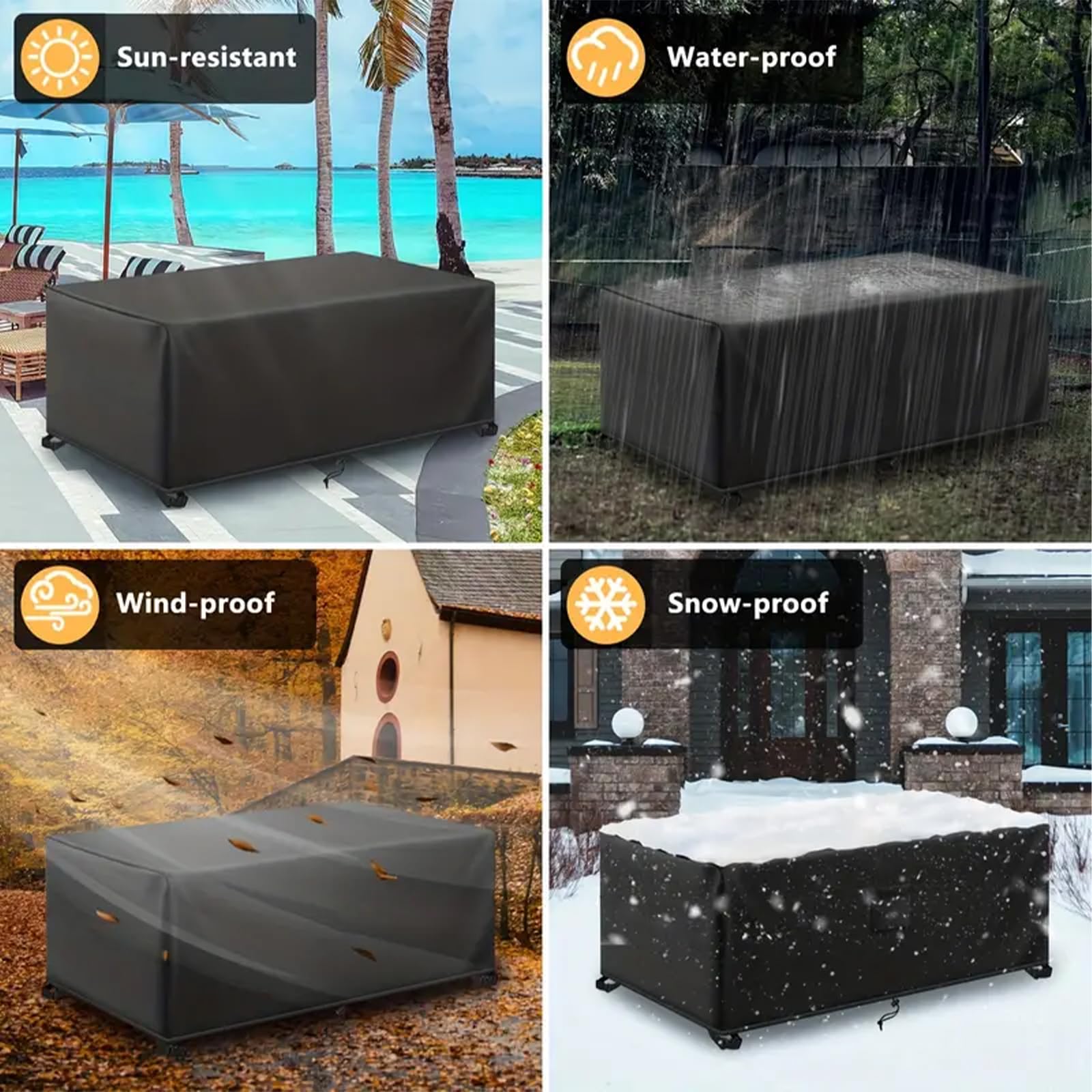 Funda Mesa Exterior Impermeable, 420D Tissu Oxford Funda Muebles Jardín, Resistente Al Agua, Al Polvo Y A Los Rayos UV, Lonas Impermeables