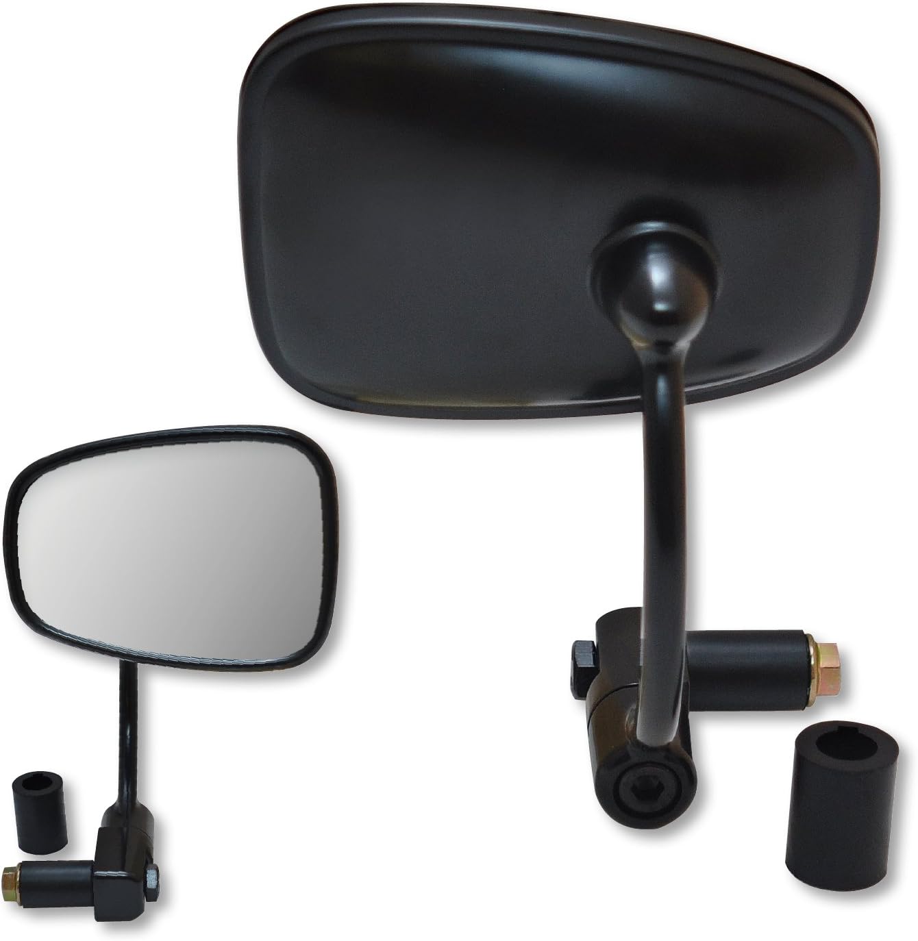 Ken Sean 920030 Matte Black 7/8" Universal Semi-Rectangle Bar End Mirror