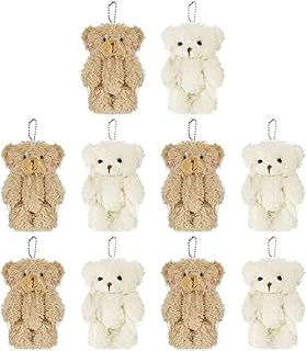 QYCX 10 Pcs Bulk Teddy Bears Mini Teddy Bear Toy 4.7 Inch Stuffed Tiny Bear Jointed Plush Small Teddy Bears Key Chain Soft Stuffed Animal Bear Doll for DIY Keychain Wedding Birthday Supplie