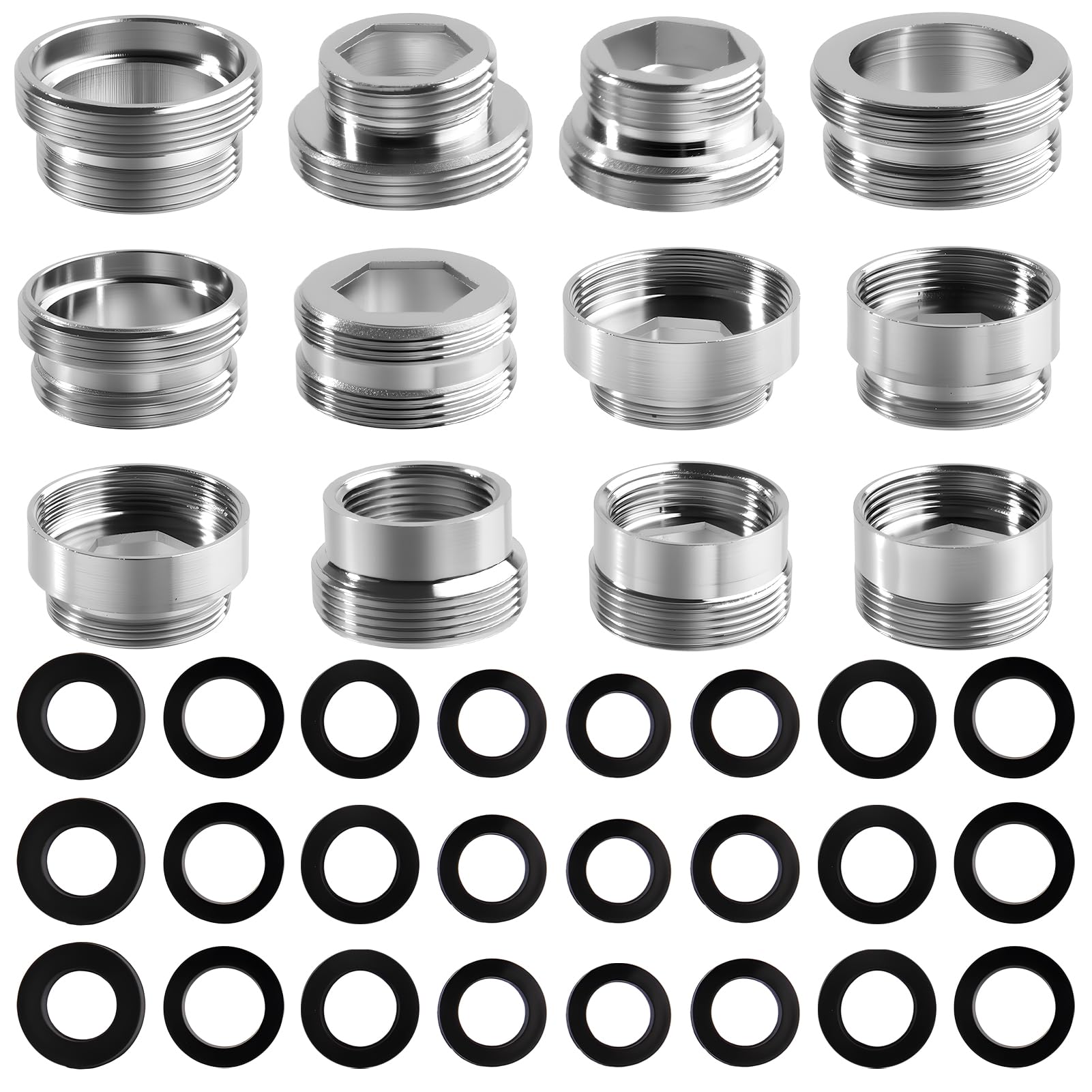 INJOYTEC 12 PCS Faucet Adapter Kit Brass Aerator Adapter Set Kitchen Sink Aerator Adapters Male to Female Water Hose Connector for Garden Hose Water Filter Sink Faucet Diverter