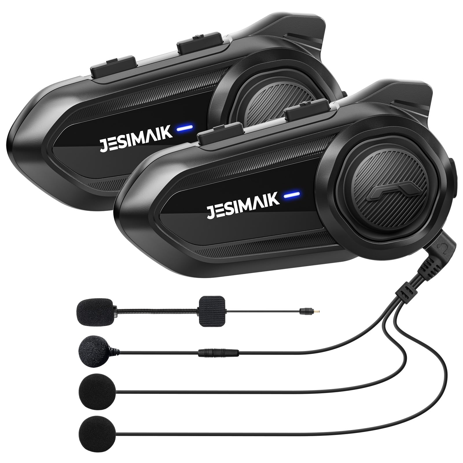 JESIMAIK Cuffie Bluetooth per moto, citofono a 2 vie per casco, sistema di comunicazione CVC8.0, cancellazione del rumore, con 2 microfoni e altoparlante da 40 mm, condivisione musica, impermeabile