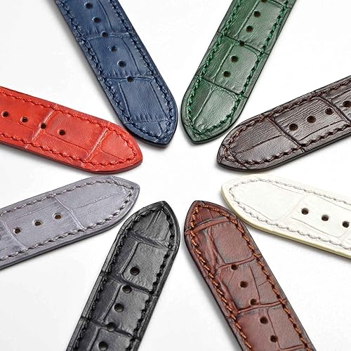 Miniatura 7 de WOCCI Watch Bands, Italian Leather, Embossed Alligator Grain, Choose Color & Width 14mm 18mm 19mm 20mm 21mm 22mm