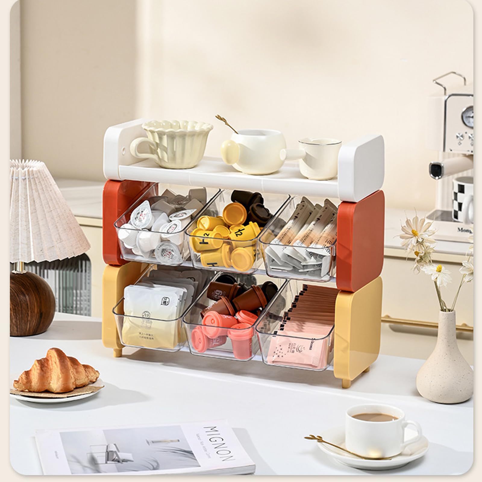 Portaoggetti per bustine da tè con design multistrato Pratica unità di smistamento per bustine di tè, organizer unici per cucine domestiche, ufficio, caffetteria