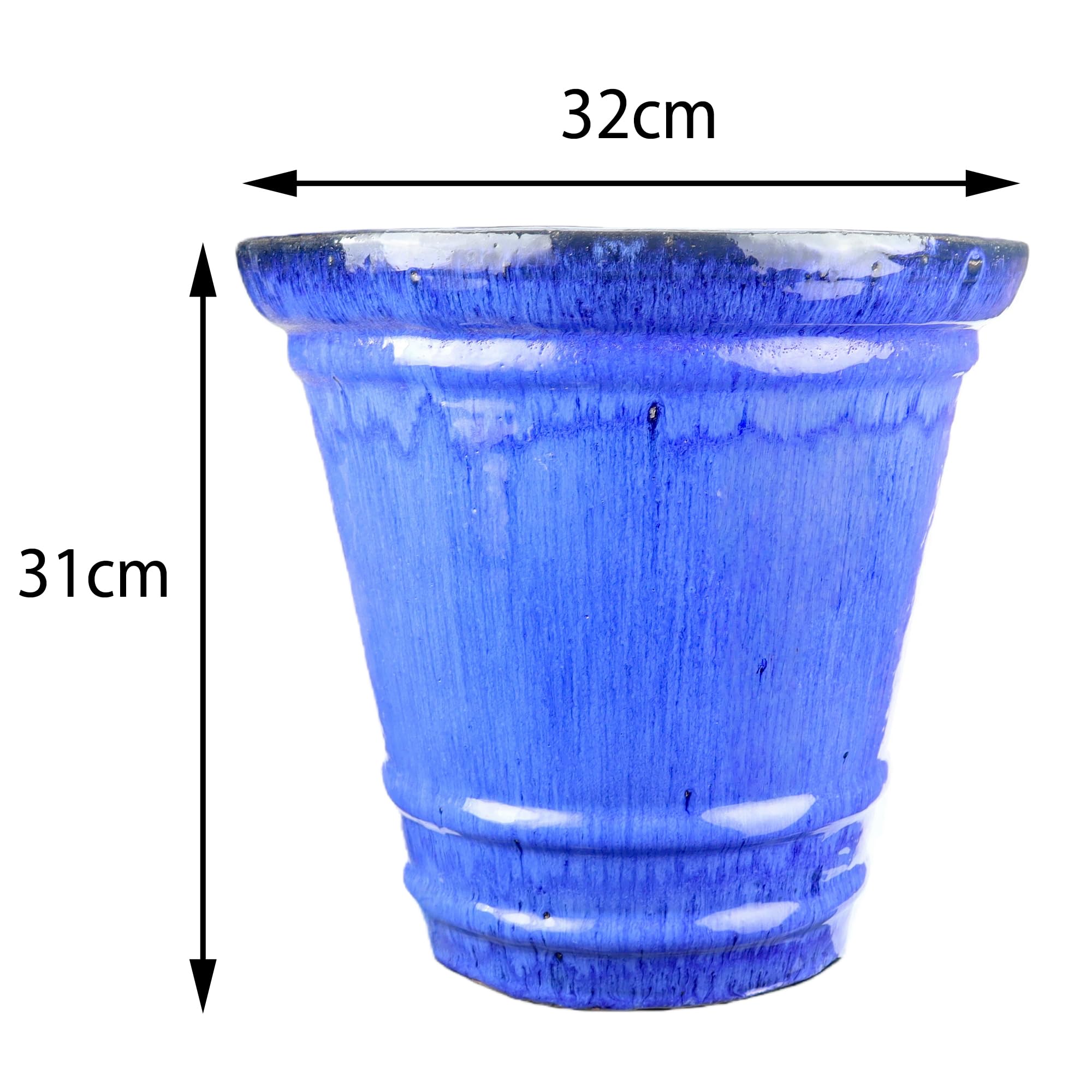 Steinzeug-Blumentopf/Pflanzkübel Conca Blau 32x31cm frostfest