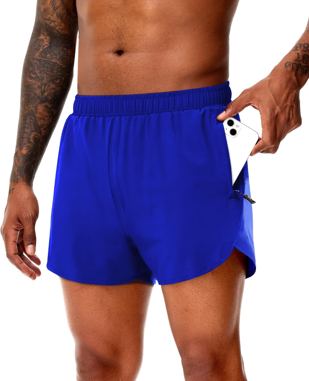 MIER Men's 3 Inch Inseam Running Shorts with Brief Liner Dry Fit Gym Athletic Workout Exercise Shorts with Zipper Pocket - Image 3