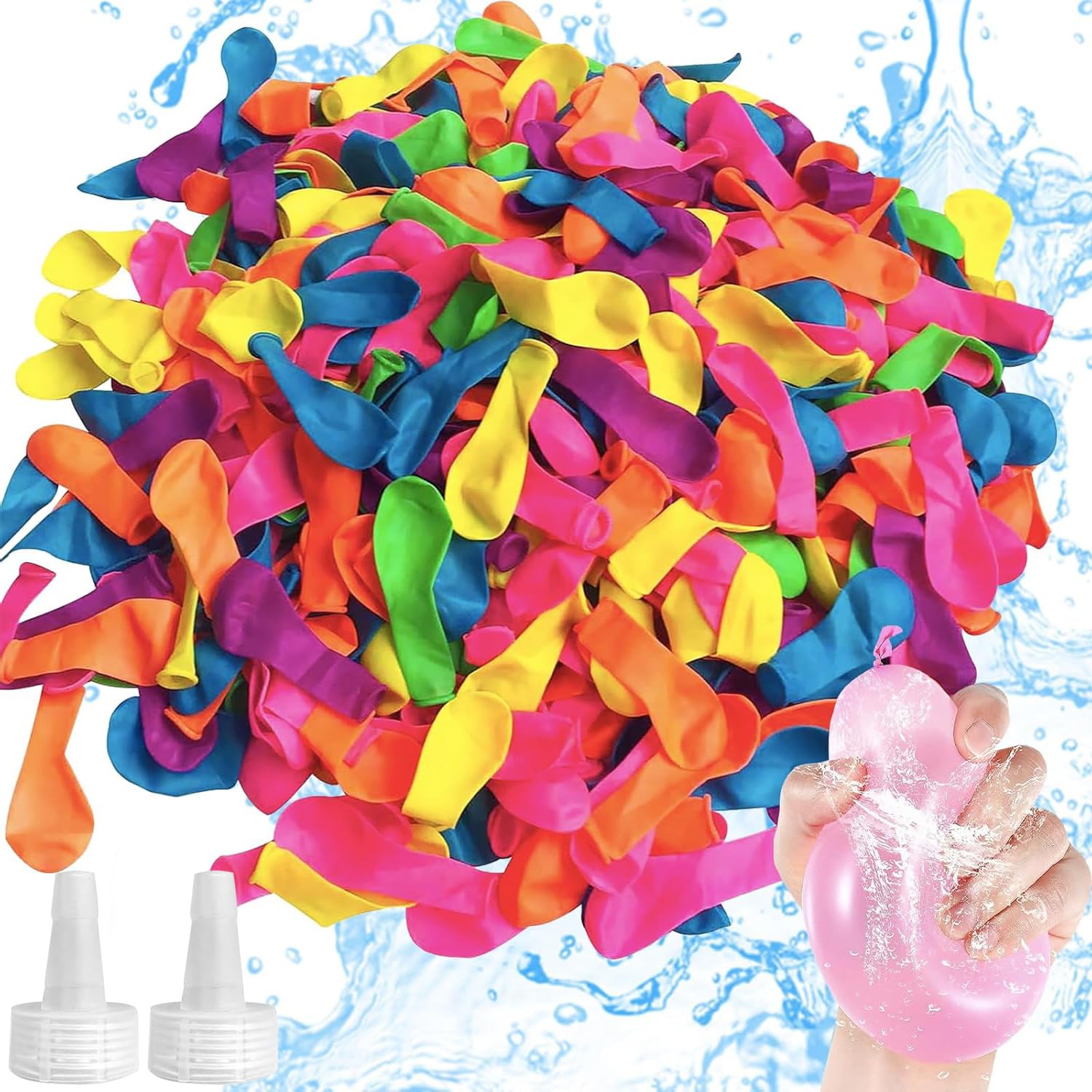 Water Balloons, summer Water Balloons, 1000 PCS Mini Water Bombs, multicoloured balloons Includes 2 Water Filler, for Outdoor Garden, Beach, Water Toy