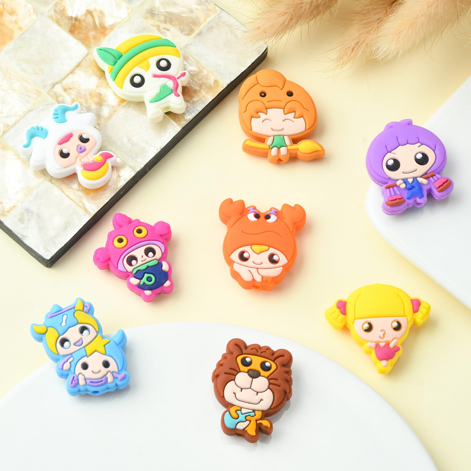 12 Perline In Silicone 3D A Forma Di Croce Per Gioielli Fai Da Te - Multicolori, Per Portachiavi, Bracciali, Collane, Penne