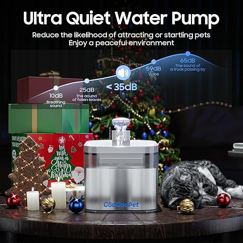 Miniatura 5 de Fuente de agua para gatos  Fuente de agua inalámbrica para mascotas de 74.4 oz2.2 L, funciona con pilas, para gatos en el interior con bomba ultra