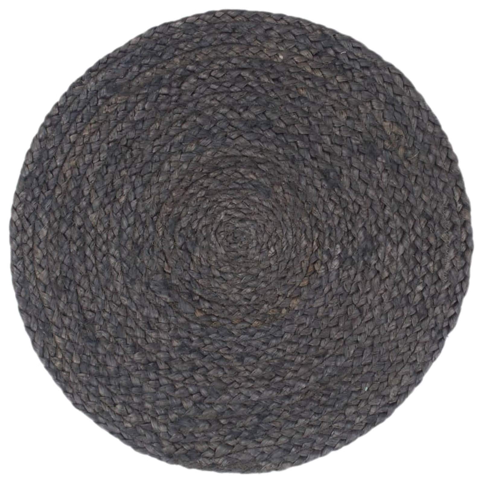 Tidyard Napperon Rond Set de Table 4 pcs Gris Foncé Plain 38 cm Jute
