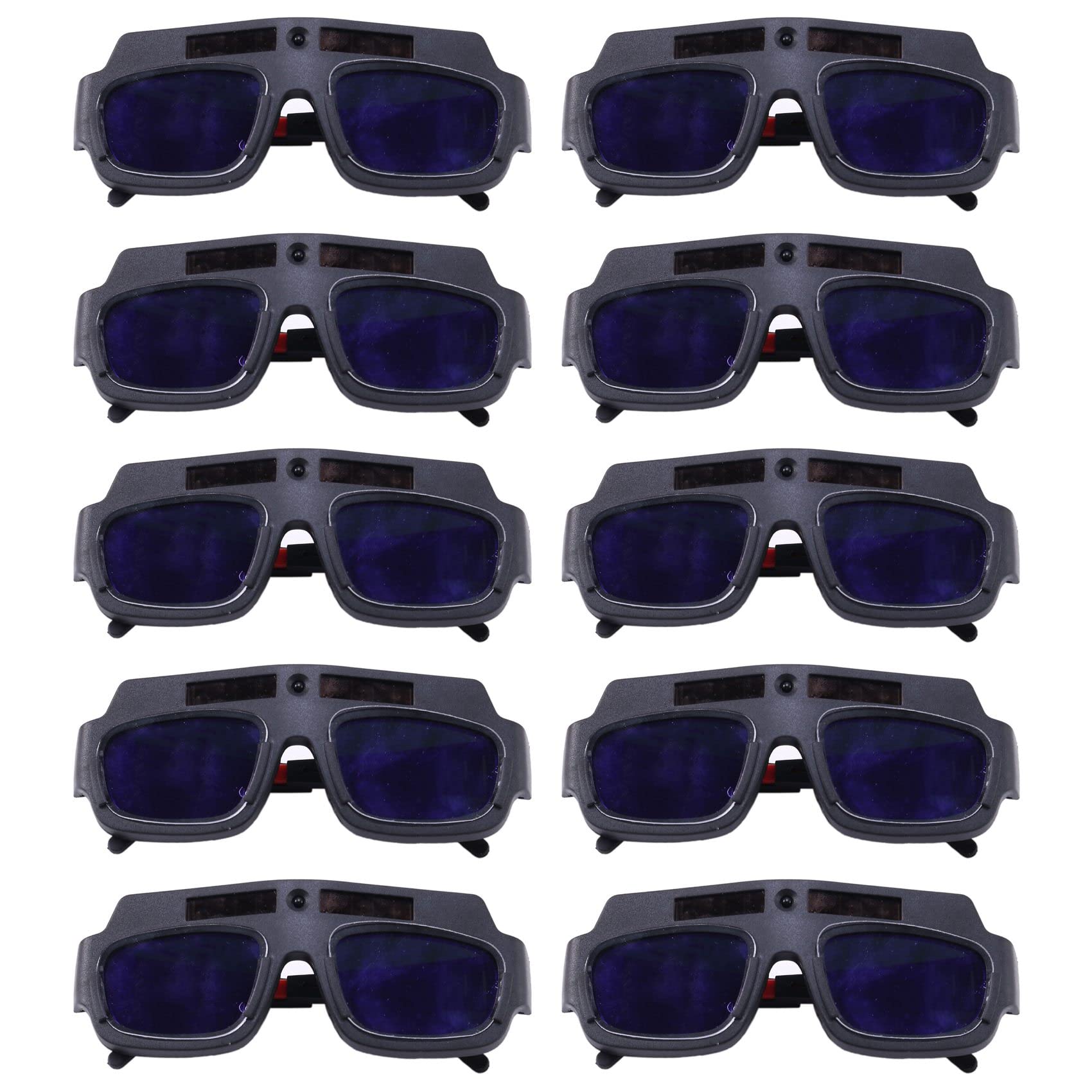 10 Stück Solar Betriebene Auto Verdunkelung SchweißMaske Helm Brille Schweißer Brille Arc Anti-Shock Linse fürAugenschutz