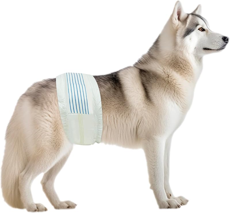 Fraldas descartáveis para cães machos BV com indicador de umidade e ajuste Large, cintura de 53,34 a 66,04 cm, pacote com 50
