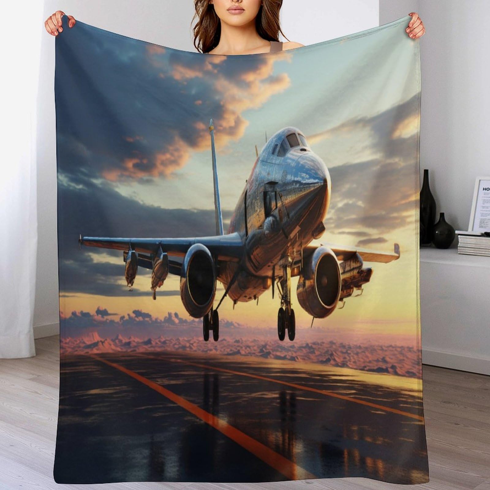 Couverture polaire avion chaude contre les frissons sur le canapé en flannel