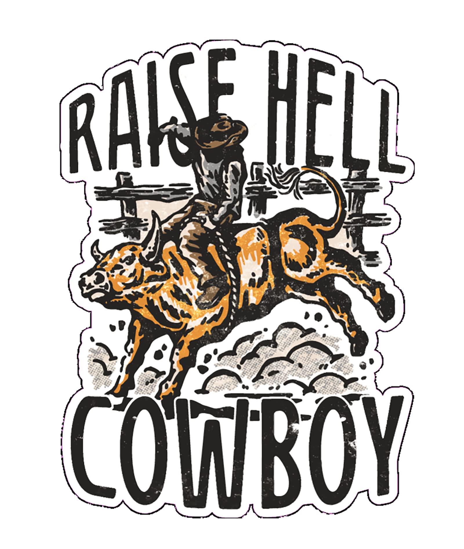 Autocollant vinyle Raise Hell Cowboy pour customiser sans abîmer