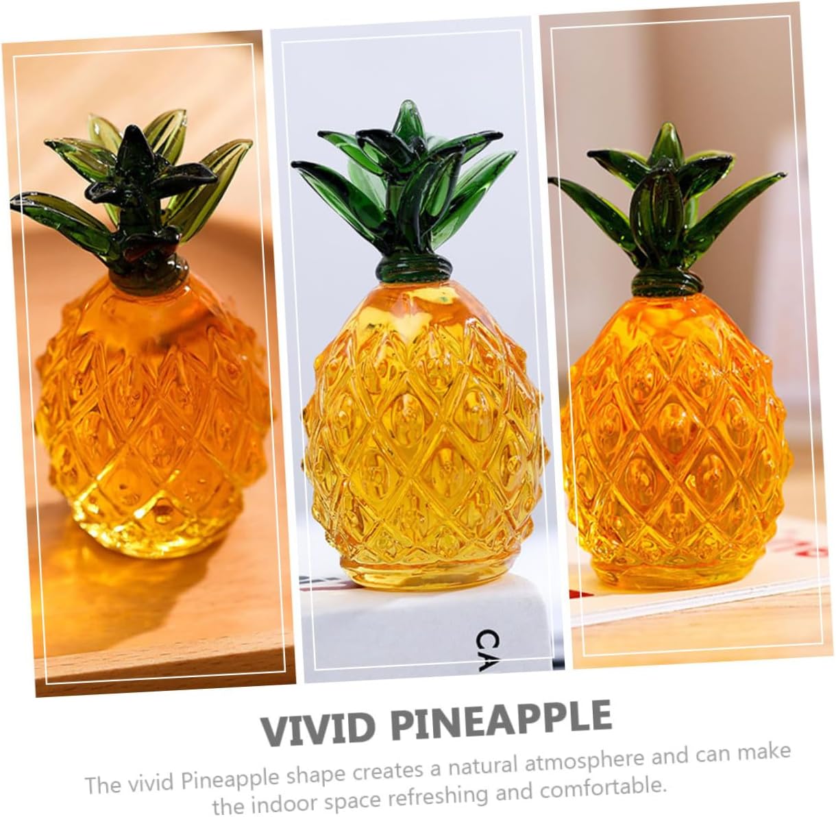 Wakauto Crystal Pineapple Ornament Mini Desktop Decor Yellow Crystal Pineapple Statue Tabletop Centerpiece for Living Room Bedroom Home Accent image 5