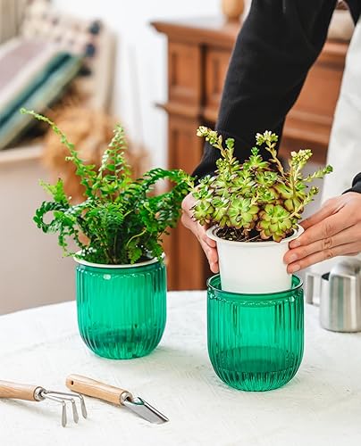 Miniatura 3 de Macetas colgantes de riego automático de 4.5 pulgadas, 3 piezas, macetas colgantes para plantas de interior, agujeros de drenaje, macetas colgantes