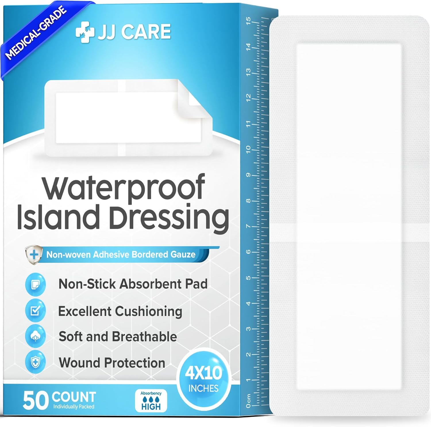 Island Dressing 4x10, 50ct, Wound Care & Dressings, Waterproof, FSA&HSA
