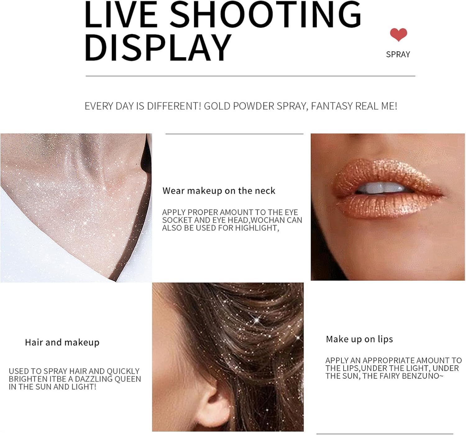 Paillette Scintillante Spray Corps et Visage: 3 Couleurs Éclatantes pour un Look Glamour - Image détaillée