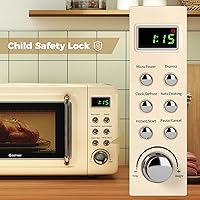 Vista 6 de COSTWAY horno microondas de encimera, 0.7 pies cúbicos, hornos microondas con 5 niveles de micro potencia, función de inicio diferido, plato