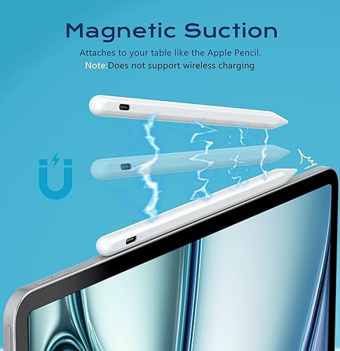 Miniatura 5 de Lápiz óptico para iPad de 9ª y 11ª generación, 5X lápiz digital de carga rápida, compatible con Apple iPad Pro 2018-2025 de 11 pulgadas, 12.9