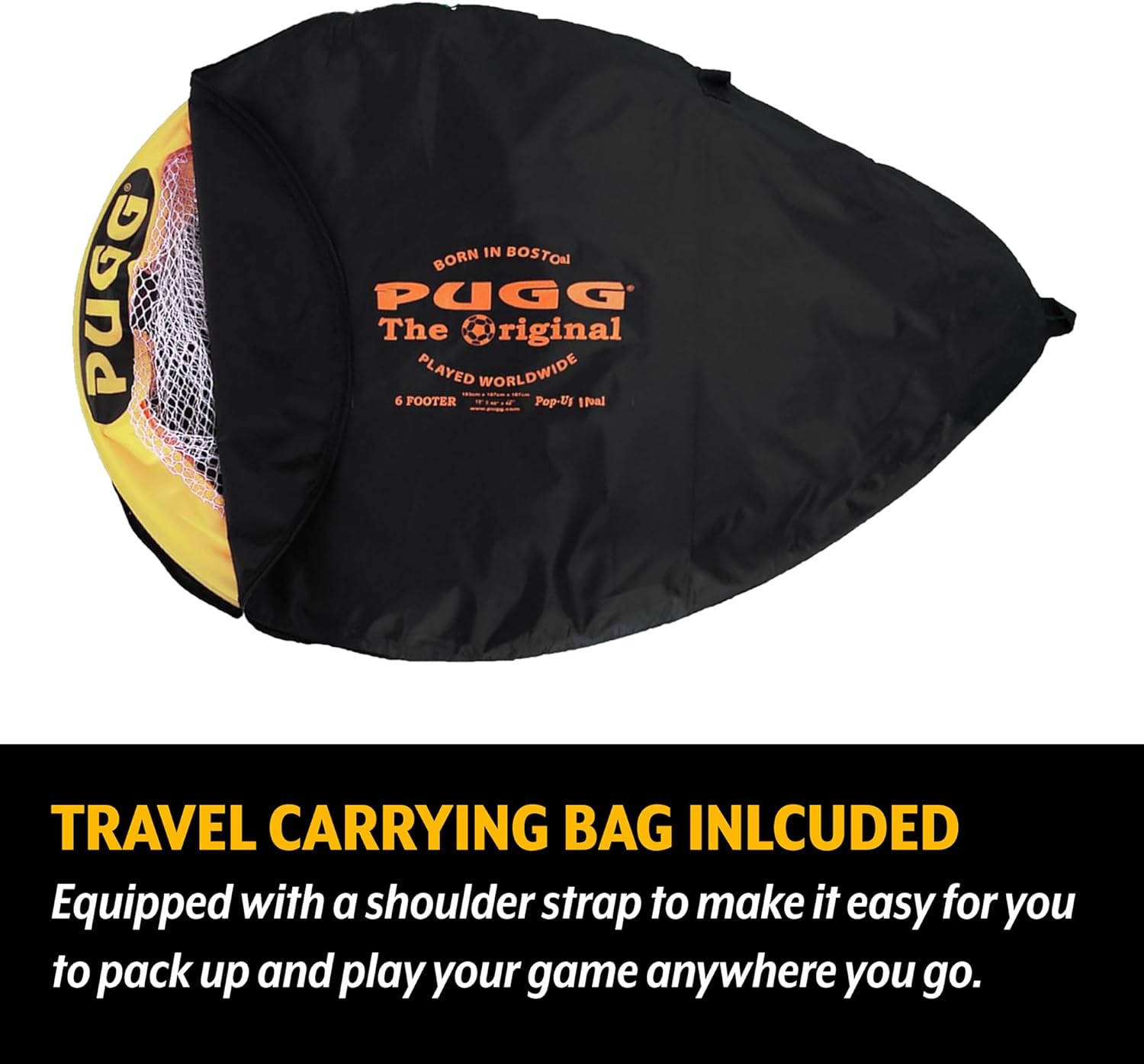 PUGG Pop Up Soccer Goal, Portable Training Football Knitted Poly Net Equipment, The Original Pickup Game Goal, Includes Two Goals & Bag