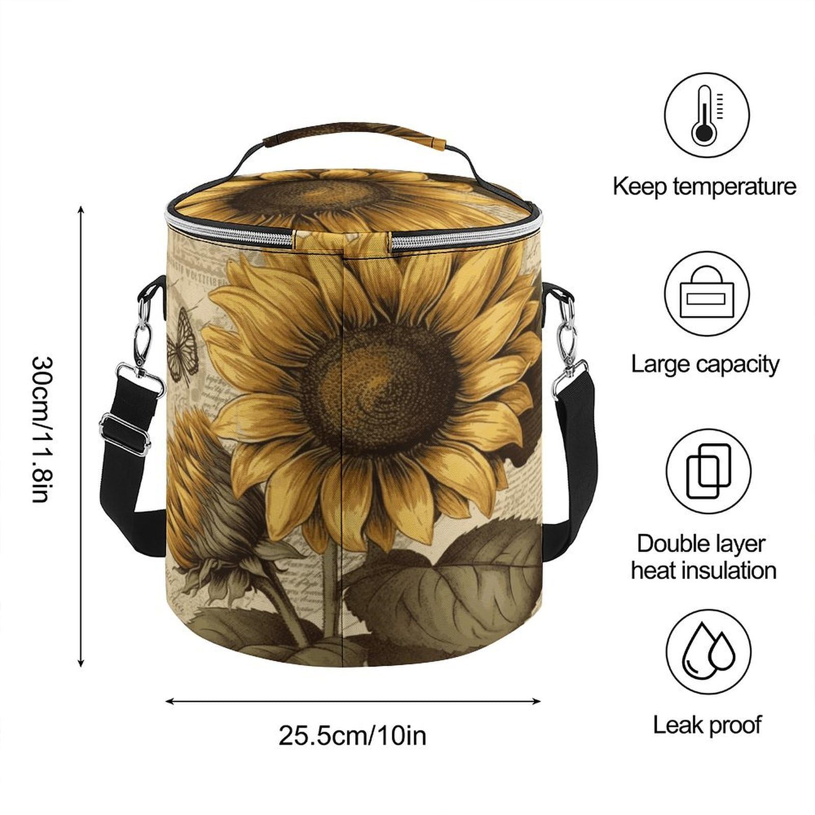 Bolsa térmica suave retro con múltiples bolsillos, bolsa de playa aislada a prueba de fugas, hielera plegable para playa, viajes, trabajo