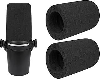 SOULWIT 2 Stück Mikrofon Pop Filter für Shure MV7+ (MV7 Plus) Podcast Dynamic, Schutz Mikrofon Schaum Abdecken Windschutz