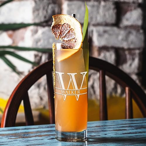 Miniatura 7 de Set de vasos highball personalizados de 2 vasos altos Collins personalizados de 10.5 oz con fondo naranja, cóctel de bebida mixta al vaso recto -