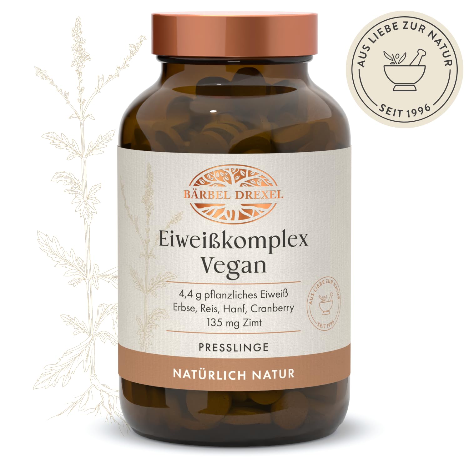 Eiweißkomplex Vegan I Eiweißpulver Tabletten Ohne Laktose (344 Stk) Erbsenprotein Hanfprotein Vitalstoffe Pflanzliches Protein Metabol BCAA Muskelaufbau Eiweiss naturbelassen BÄRBEL DREXEL®
