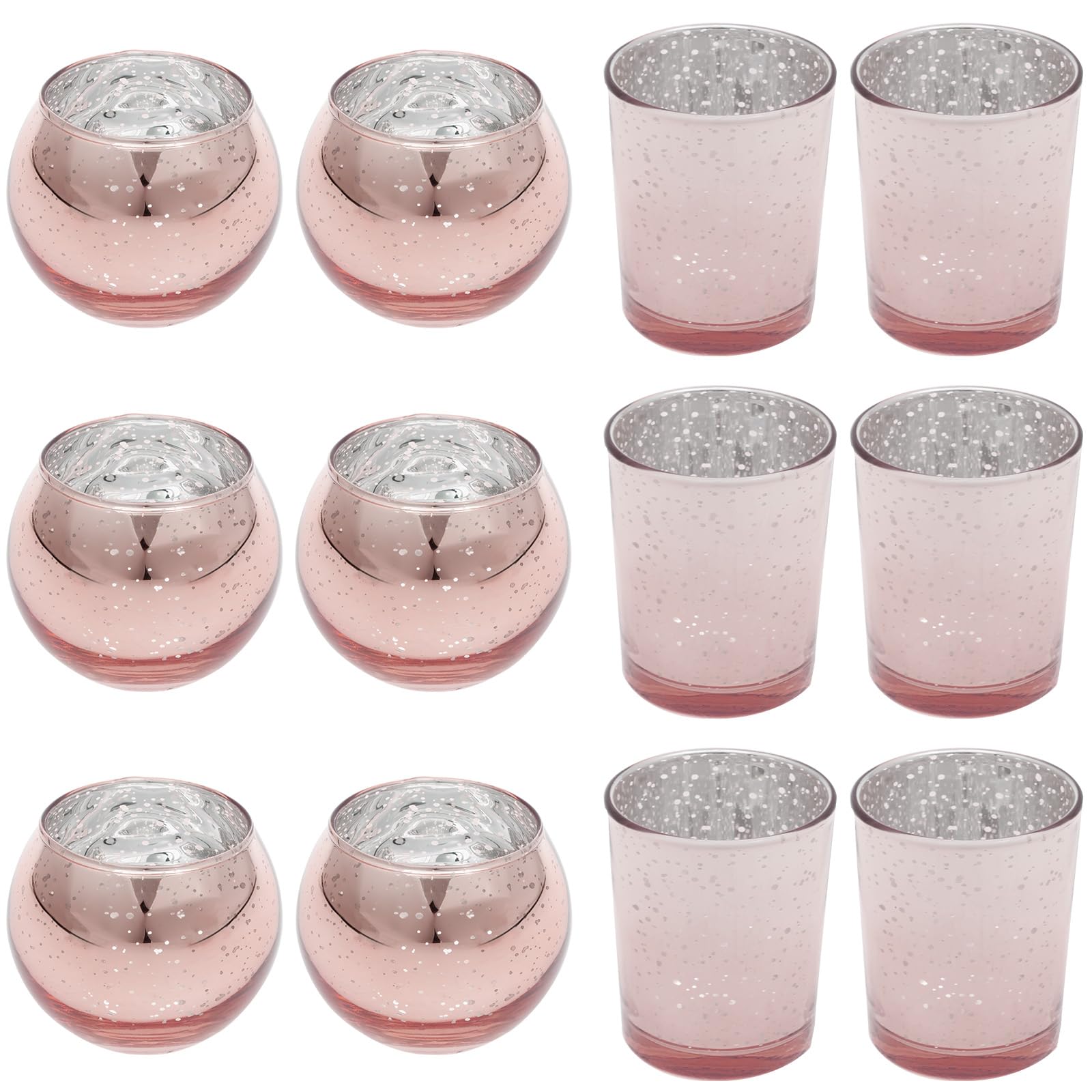 Zhjiutak Pink 12 Pcs Glass Votive Candle Holder 2 Styles Tealight Candlestick Holders Candle Stand For Home Decor Wedding, Christmas,Festival, Party &Table Decoration(Pink)
