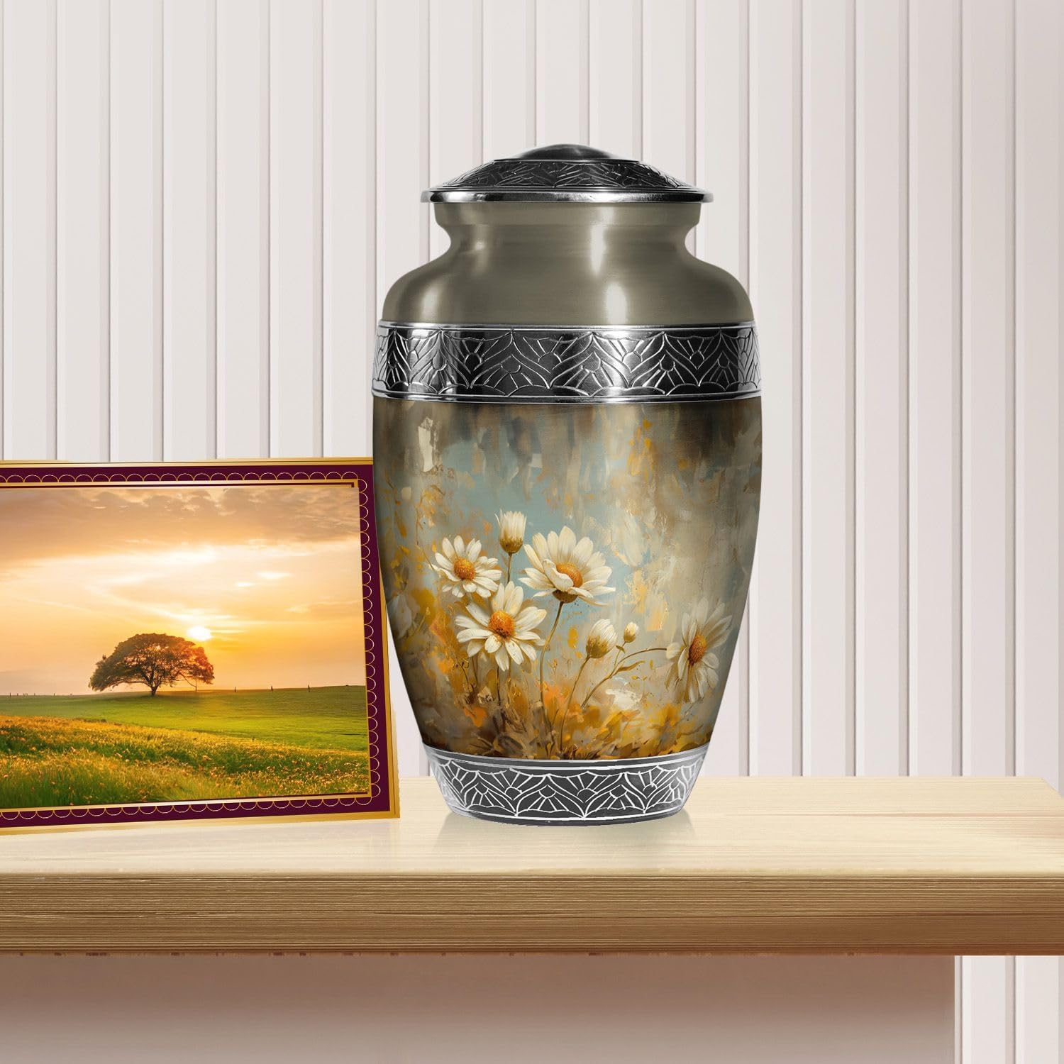 Daisy Flower urn-Large Urn- Decorative Urns - Cremation Urns for Human Ashes Adult Female - Cremation Urns for Men - Ashes Holder - Adult Cremation Urns