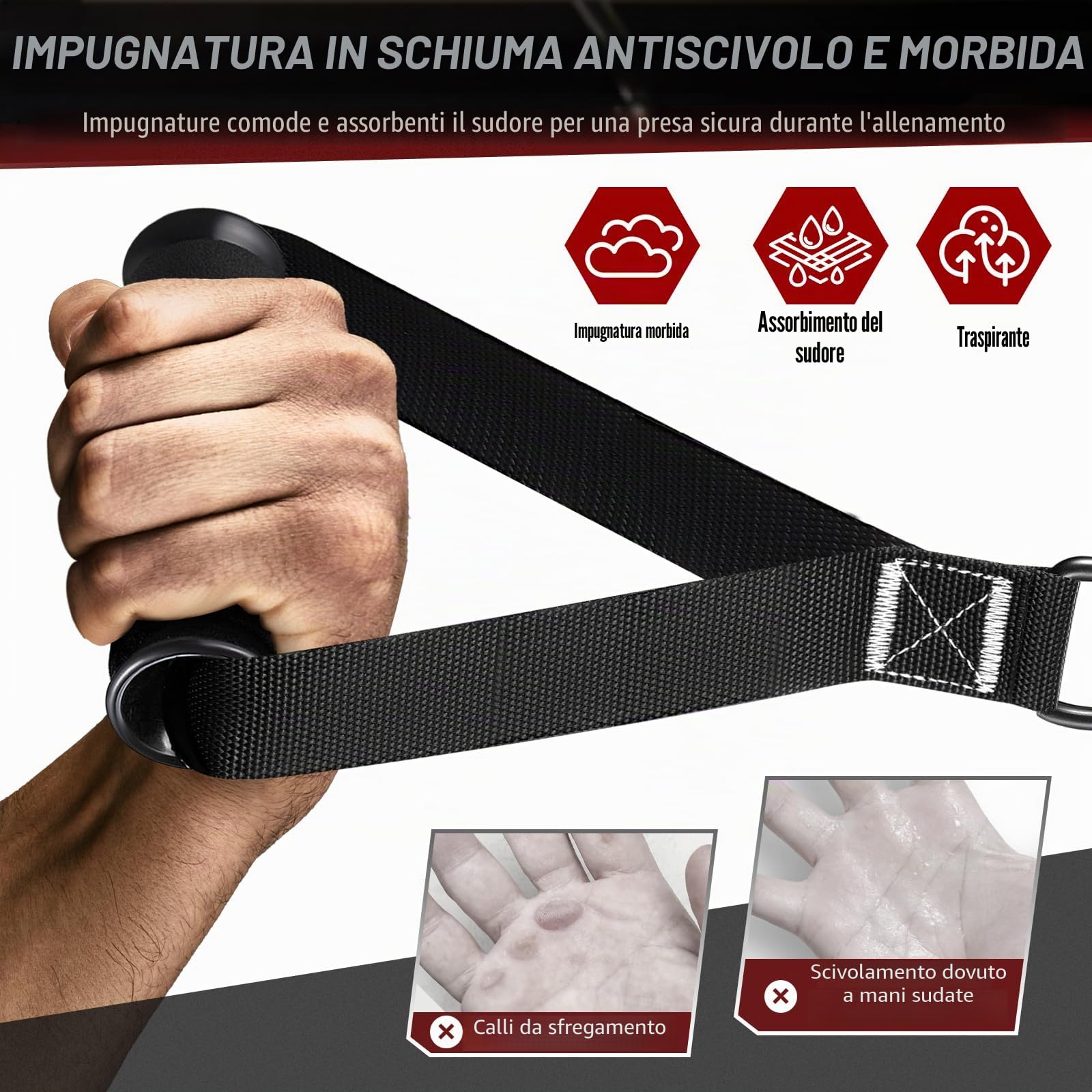 Elastici Fitness, Bande Elastiche Fitness con Maniglie e 5 Livelli di Bande di Resistenza da Lattice Naturale per Allenamento Palestra Pilates Yoga Riabilitazione, Kit Allenamento Casa per