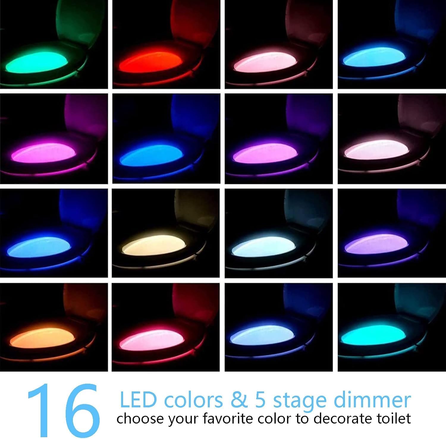 2 Pack Rechargeable Toilet Night Light with Motion Activated Sensor, 16 Colors LED Nightlight Inside Bowl, Cool Stuff for Bathroom Accessories, Unique & Funny Gadgets for Men/Kids Birthday Gift 2025