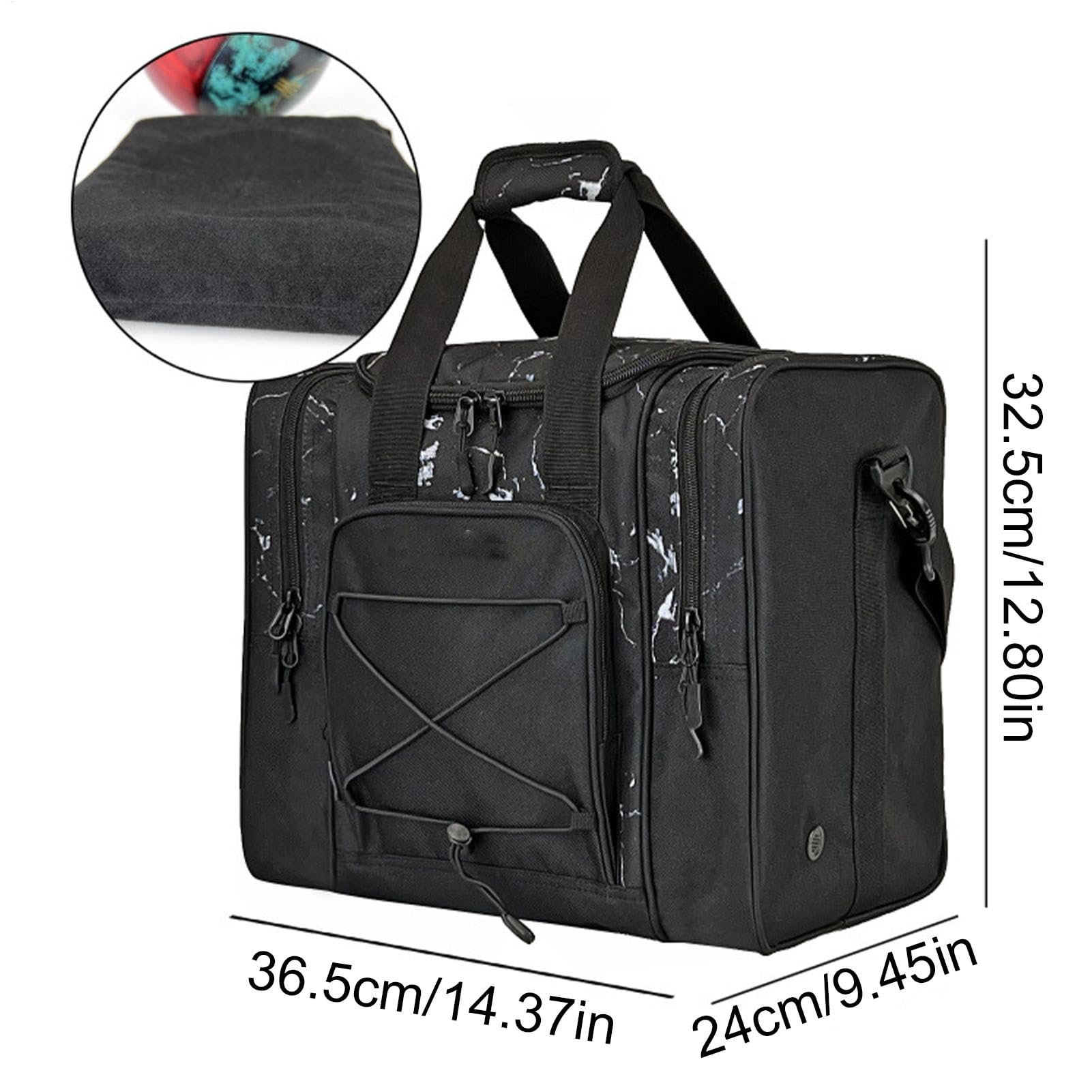 Sacs De Bowling 1 Boule, Sac Fourre-Tout 1 Boule – Ceinture Réglable, Chaussures De Serviette Multifonctions Rembourrées, Sac De Boule De Bowling pour Homme Et Femme